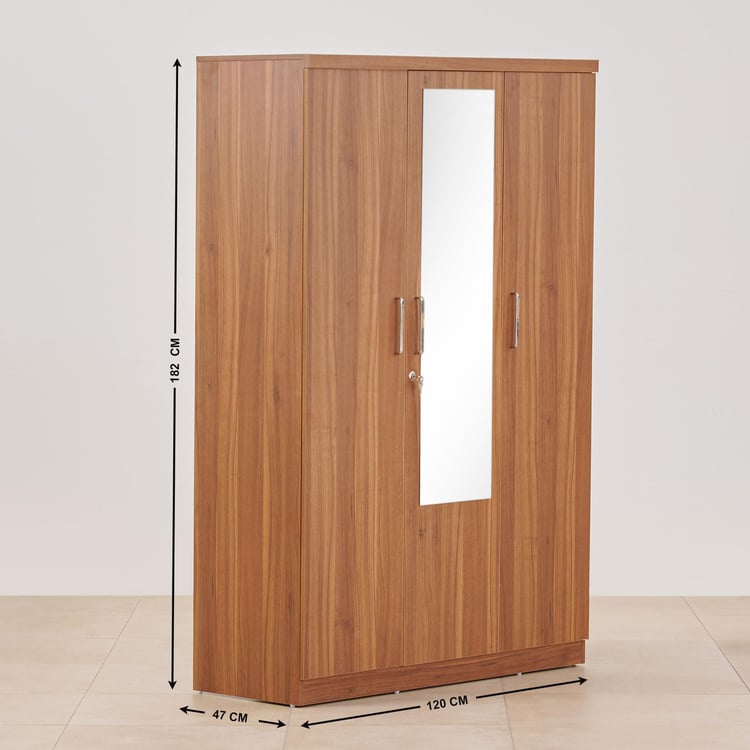 Aristo 3-Door Wardrobe with Mirror & Shelves