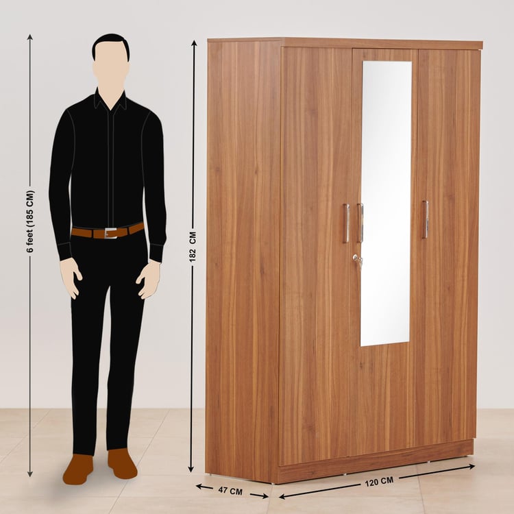 Aristo 3-Door Wardrobe with Mirror & Shelves
