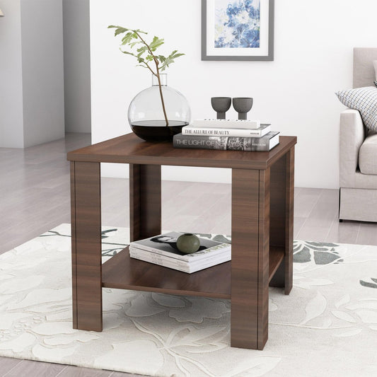 Omkarwood Premium White Engineered Wood End Table