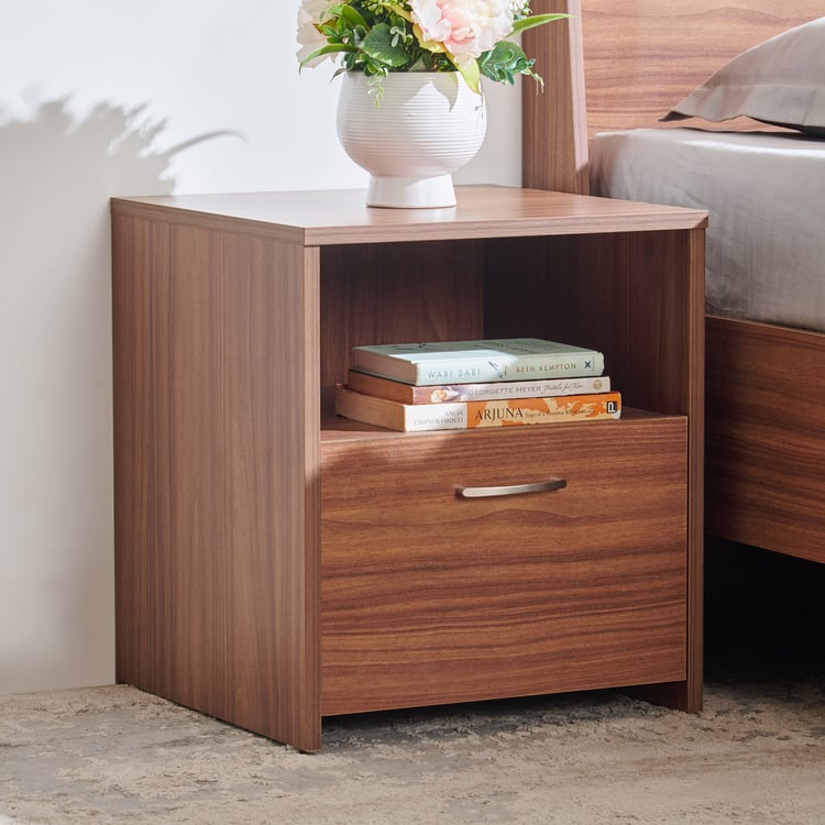 Nova Exotic Teak Bedside Table with Drawer & Open Shelf
