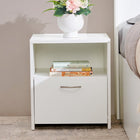 Nova White Bedside Table with Drawer & Open Shelf