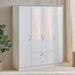 Astoria White 4-Door Wardrobe with Mirror & Drawer Storage