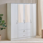 Astoria White 4-Door Wardrobe with Mirror & Drawer Storage