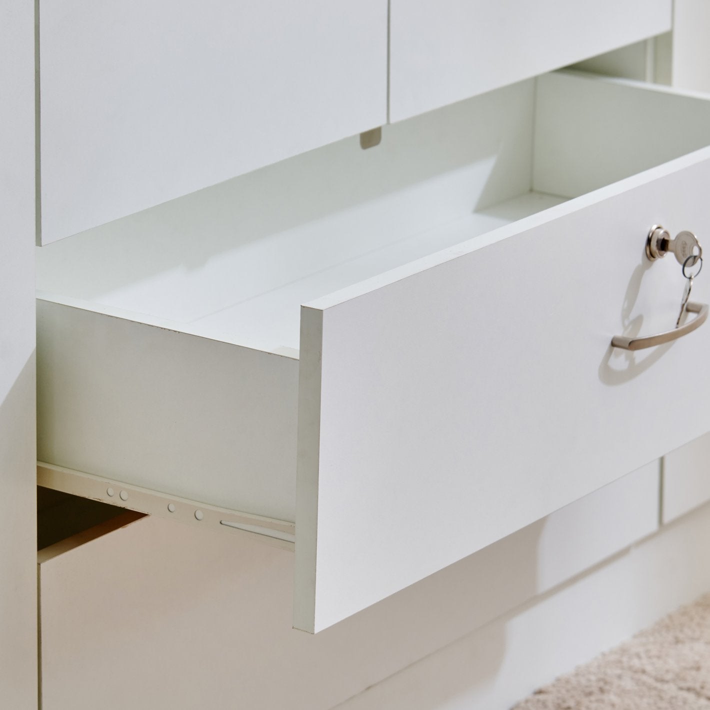 Astoria White 4-Door Wardrobe with Mirror & Drawer Storage