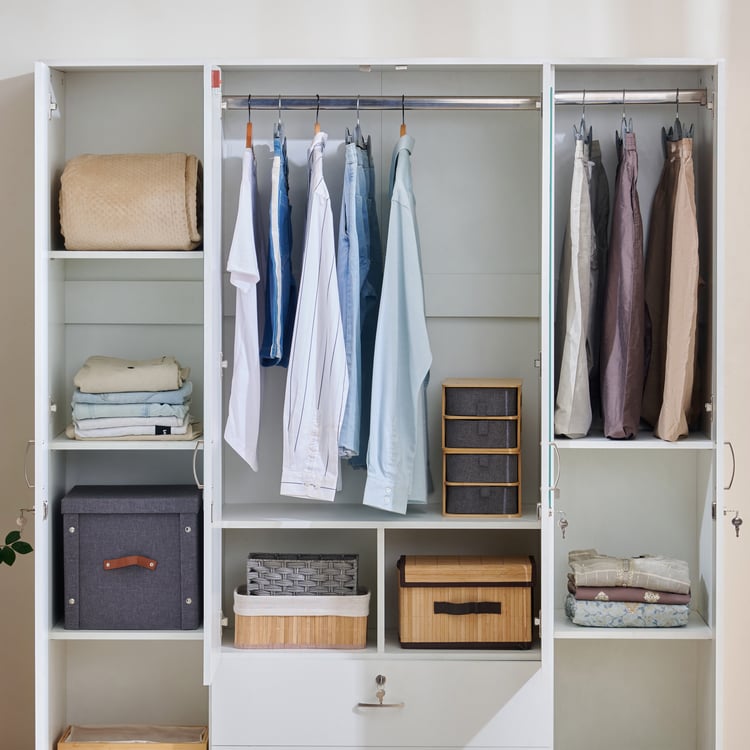 Astoria White 4-Door Wardrobe with Mirror & Drawer Storage