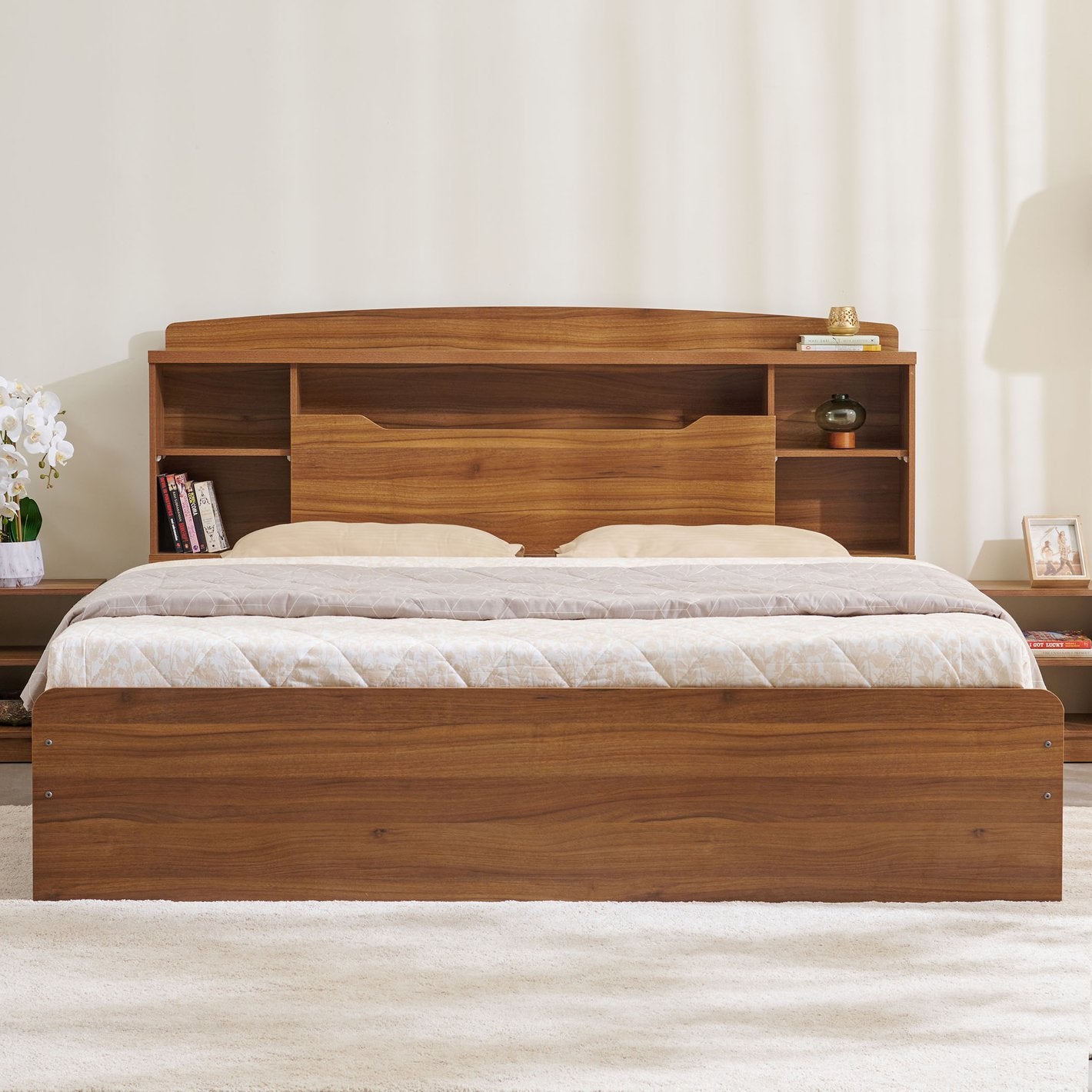Omkarwood “Regalia” Engineered Wood King Size Bed – Without Storage