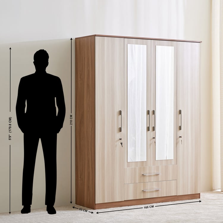 Astoria 4-Door Wardrobe with Mirror & Drawer Storage