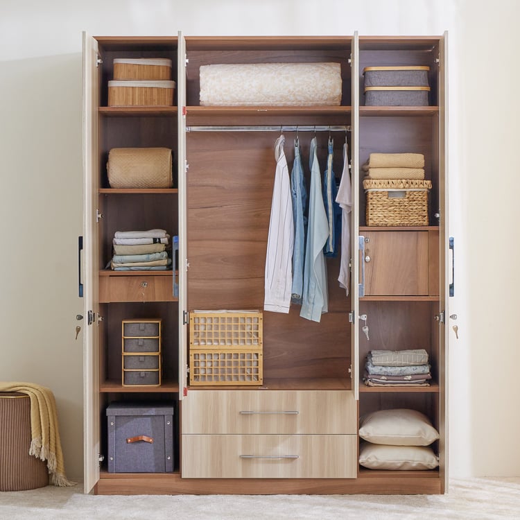 Astoria 4-Door Wardrobe with Mirror & Drawer Storage