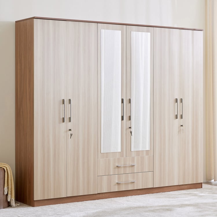 Astoria 6-Door Wardrobe with Mirror & Drawer Storage