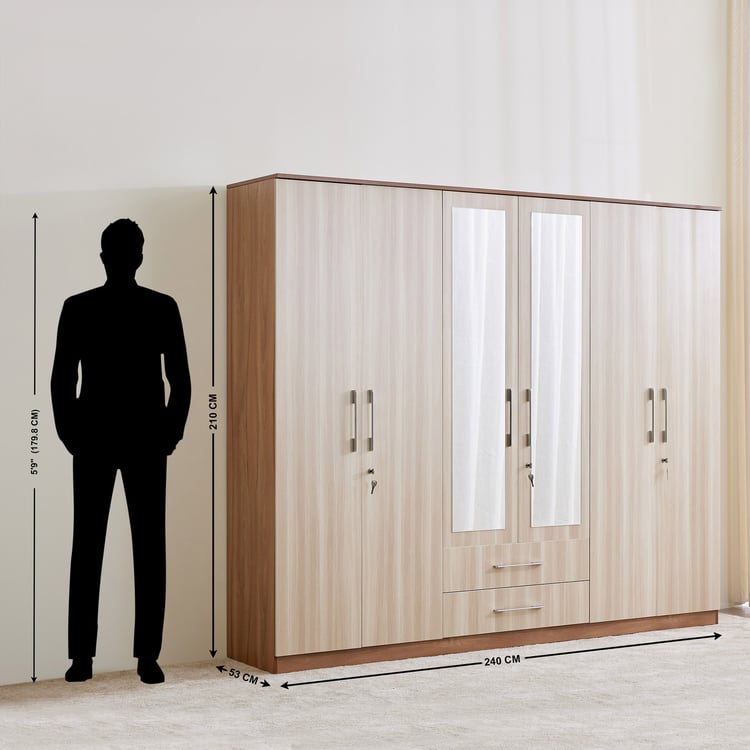 Astoria 6-Door Wardrobe with Mirror & Drawer Storage