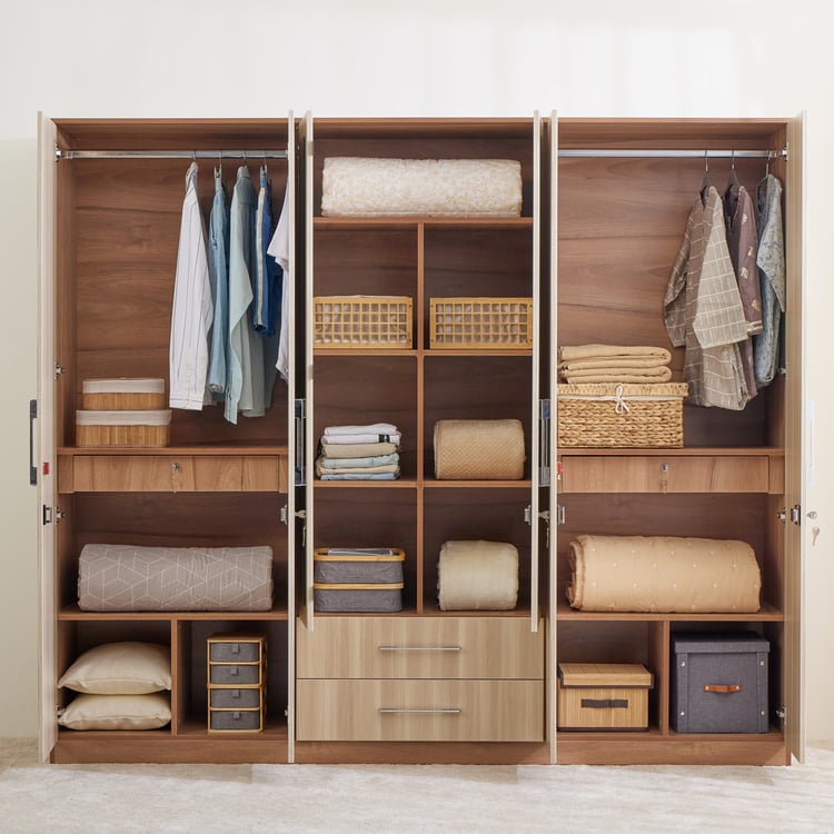 Astoria 6-Door Wardrobe with Mirror & Drawer Storage