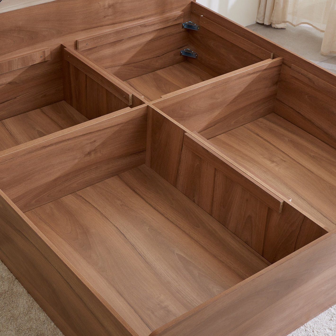 OmkarWood Premium  Bed with Box Storage & Modern Headboard