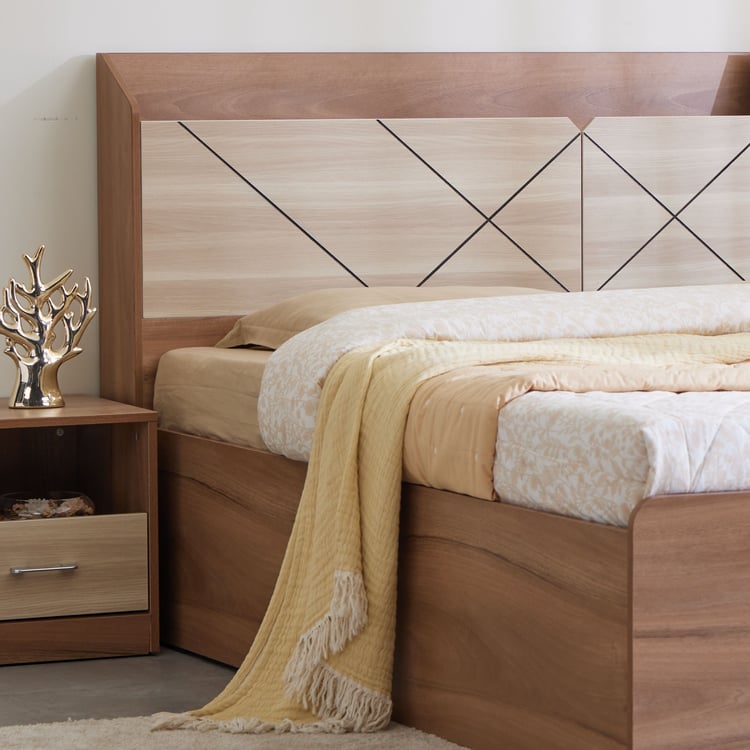 OmkarWood Premium  Bed with Box Storage & Modern Headboard
