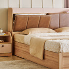 OmkarWood Bed with Geometric Headboard & Box Storage