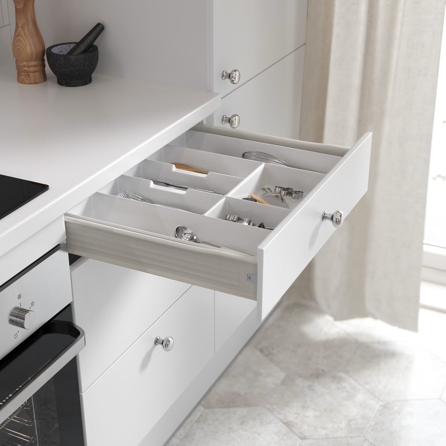 Slab Kitchen in White Matt