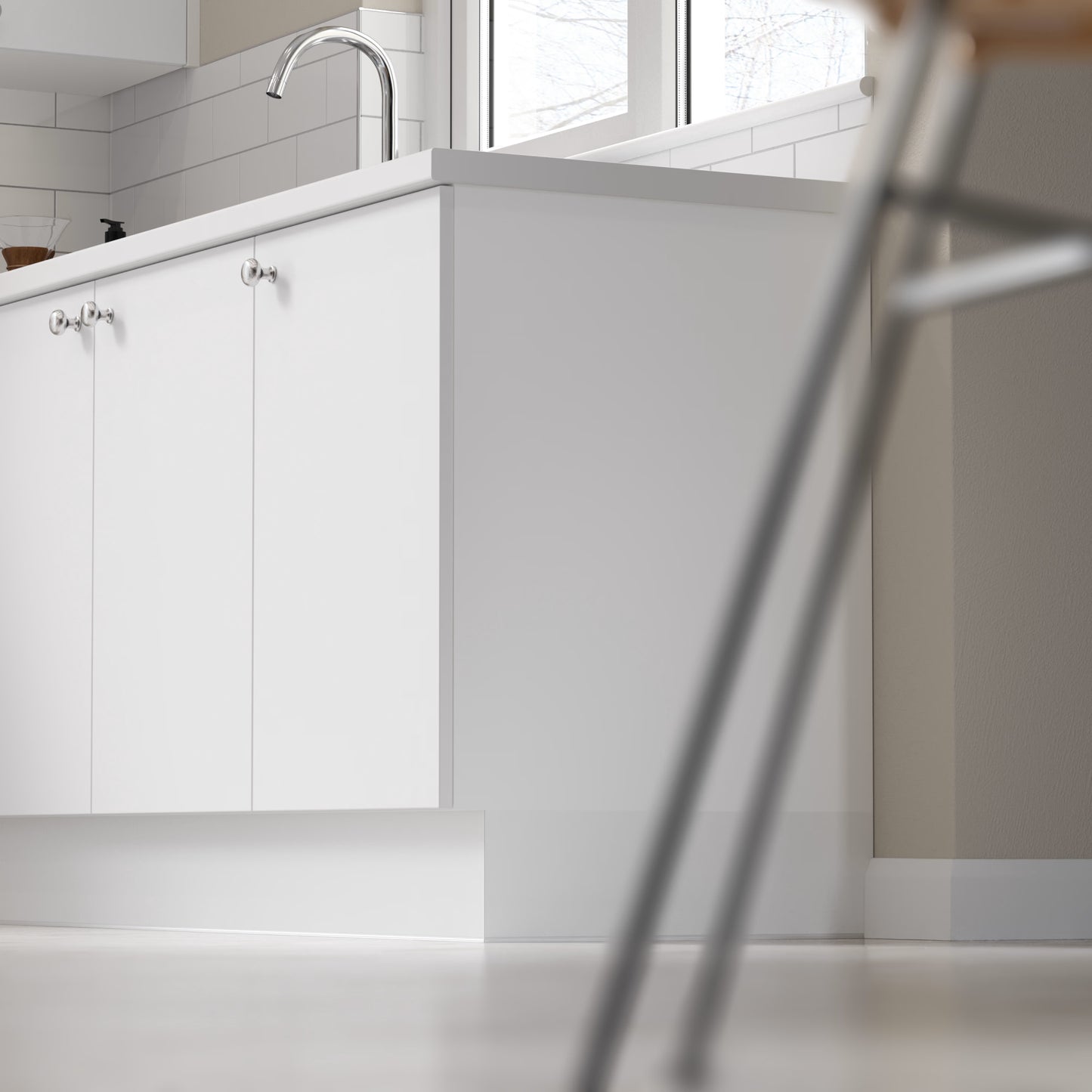 Slab Kitchen in White Matt