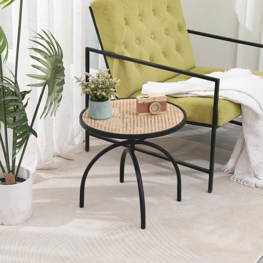 Metal and Rattan side Table