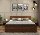 Elegance King Size Bed in Premium Engineered Wood (Walnut Finish, No Storage)