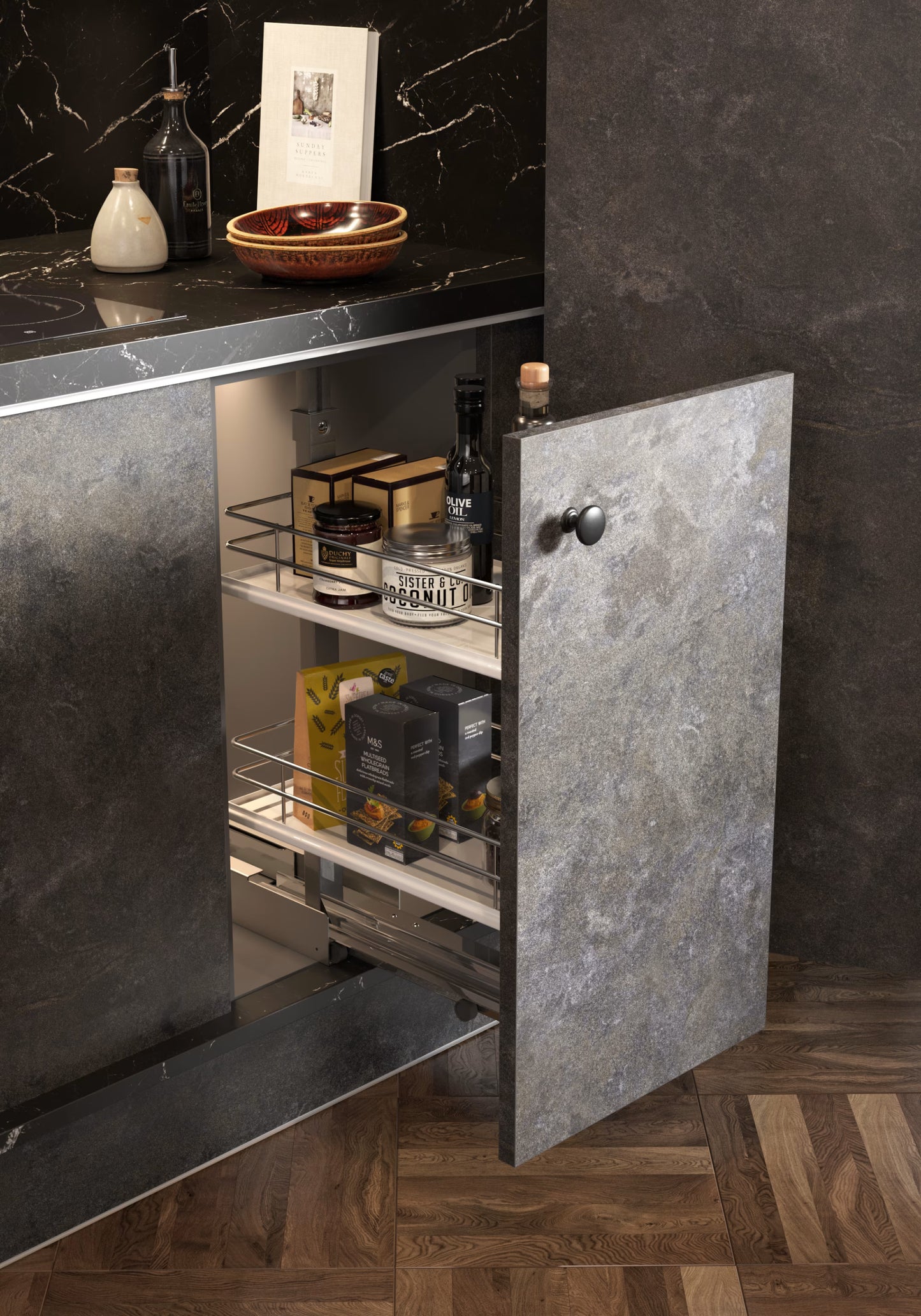 Hideaway Elements Kitchen in Metallic Night