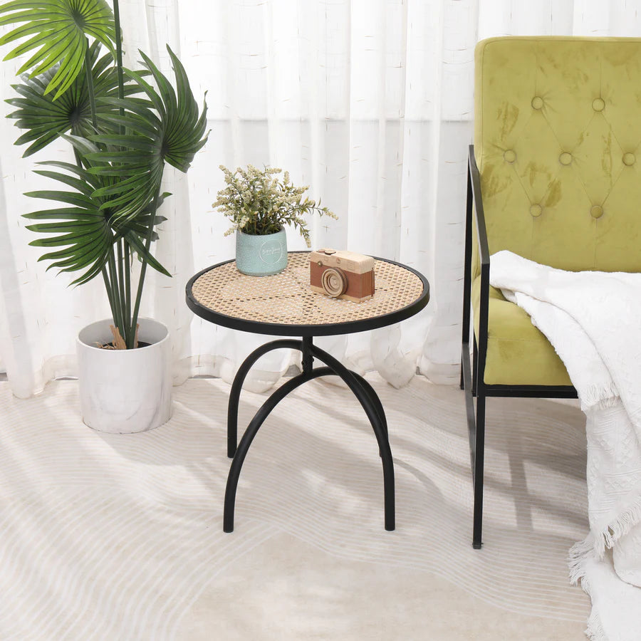 Metal and Rattan side Table
