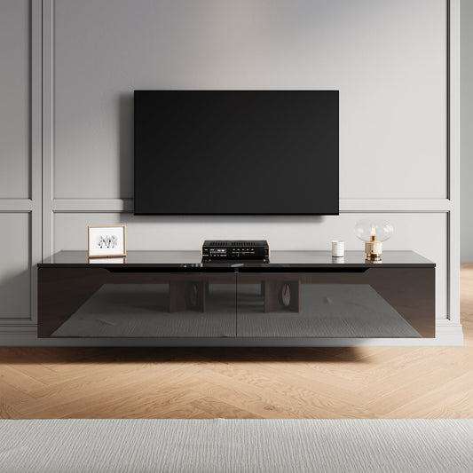35×30 cm LED TV Cabinet – White & Black Gloss Finish