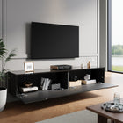 35×30 cm LED TV Cabinet – White & Black Gloss Finish