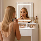OmkarWood Premium LED Dressing Table with Touch Mirror & Storage – White Finish
