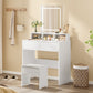 OmkarWood Premium LED Dressing Table with Touch Mirror & Storage – White Finish