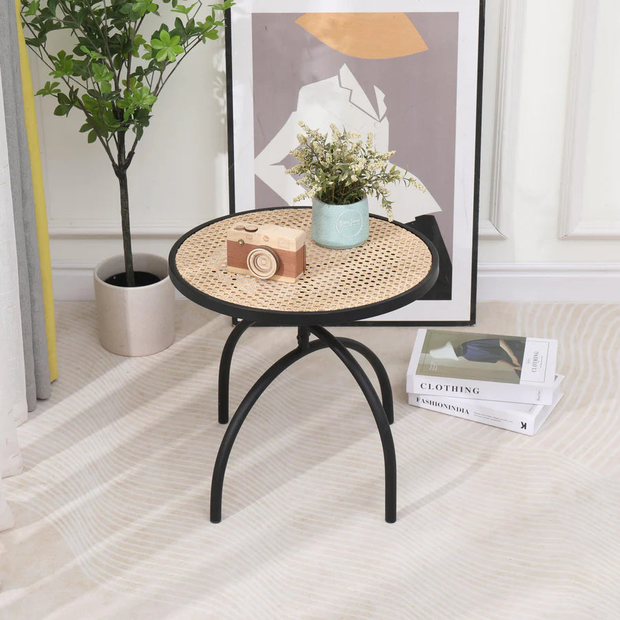 Metal and Rattan side Table