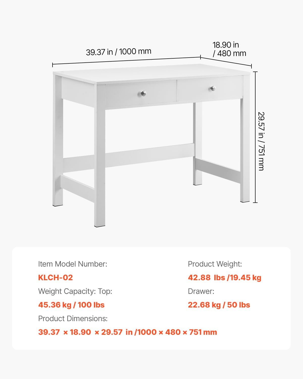 OmkarWood KidsEdge™ Premium MDF Study Desk – White