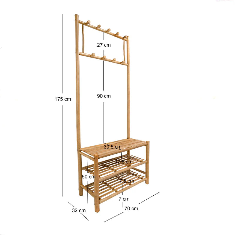 Solid Bamboo Coat Rack