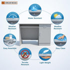 Computer Table with Keyboard Tray Drawer Home PC Storage Cabinet for Multipurpose Office Table, Study Table, Gaming Table for Home Office (Color- White,Grey)