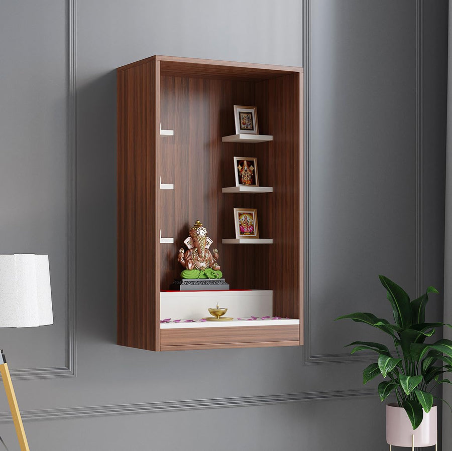 Omkarwood Grace Wooden Wall-Mounted Pooja Mandir – 85 x 50 x 28 cm (H x W x D)