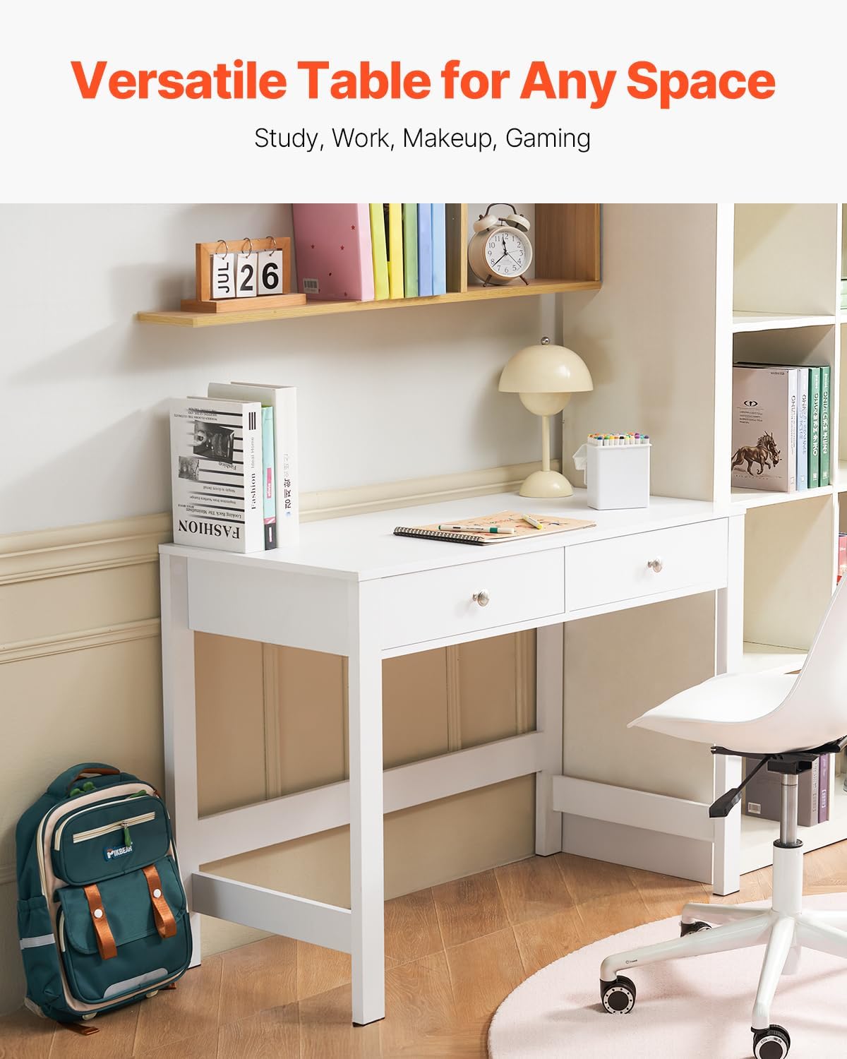 OmkarWood KidsEdge™ Premium MDF Study Desk – White