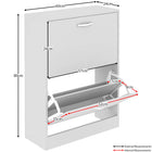 OmkarWood Flip-Down Shoe Cabinet – Compact 2-Door Storage for 8 Pairs (White Engineered Wood)