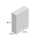 OmkarWood Flip-Down Shoe Cabinet – Compact 2-Door Storage for 8 Pairs (White Engineered Wood)