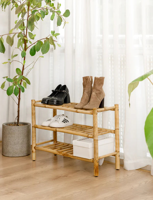 Unique  3-Tier Shoe Rack in Solid Bamboo