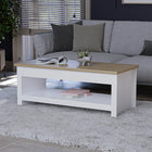 Omkarwood Beacsfield 2-Tier Coffee Table – White Base with Natural Oak Finish Top