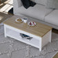 Omkarwood Beacsfield 2-Tier Coffee Table – White Base with Natural Oak Finish Top