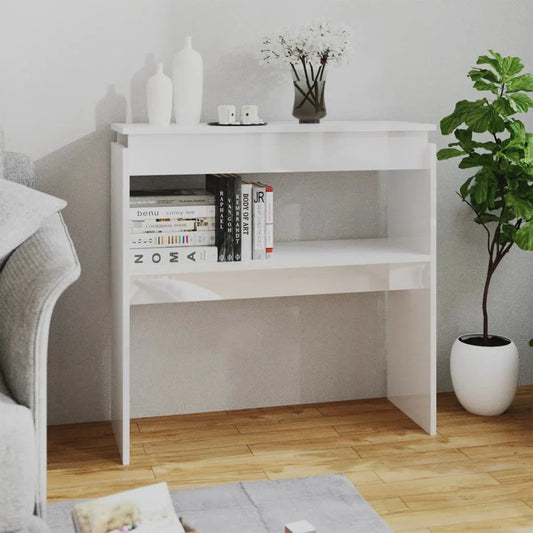 OmkarWood Bushnell Compact Engineered Wood Study Console Table – White Finish