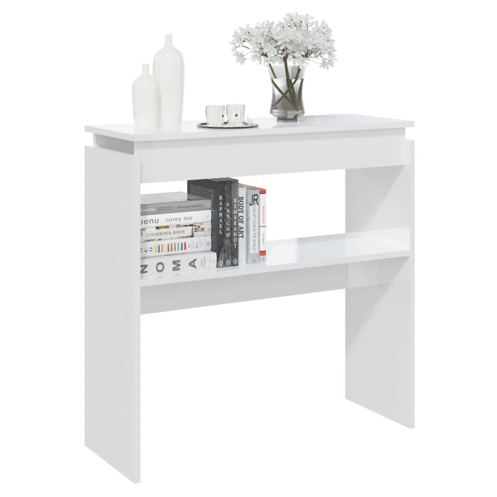 OmkarWood Bushnell Compact Engineered Wood Study Console Table – White Finish