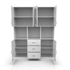 Modern Crockery Unit with Glass Doors & Storage – 6.4 ft (White Finish)