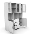 Modern Crockery Unit with Glass Doors & Storage – 6.4 ft (White Finish)