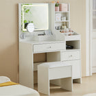 OmkarWood Eleganz Vanity Station with LED Mirror & Storage Hutch