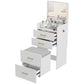 OmkarWood Premium Space-Saving Dressing Unit with Mirror & Storage Stool