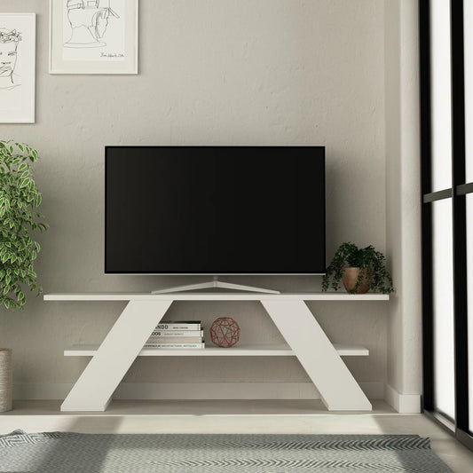 OmkarWood Nova White TV Console – Premium Engineered Wood Media Unit