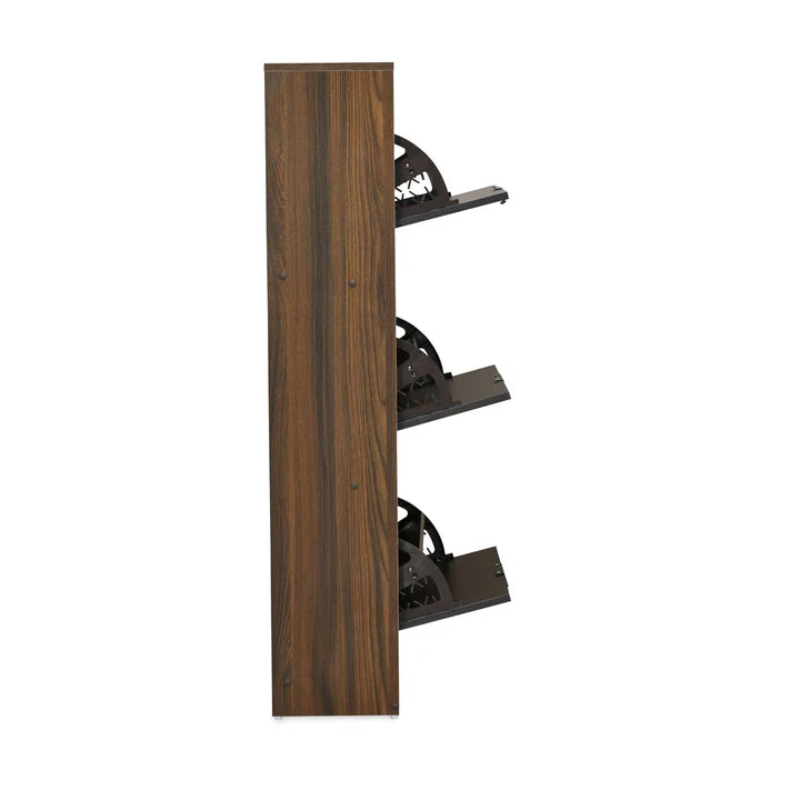 OmkarWood™ Elegant 3-Door Engineered Wood Shoe Cabinet