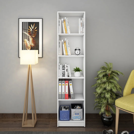 Vistaar Slim Wooden Bookcase White