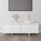 OmkarWood Premium Modern TV Unit – White Minimalist Engineered Wood Cabinet