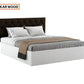 OmkarWood Premium Queen Size Bed with Cushioned Headboard & Box Storage Frosty White